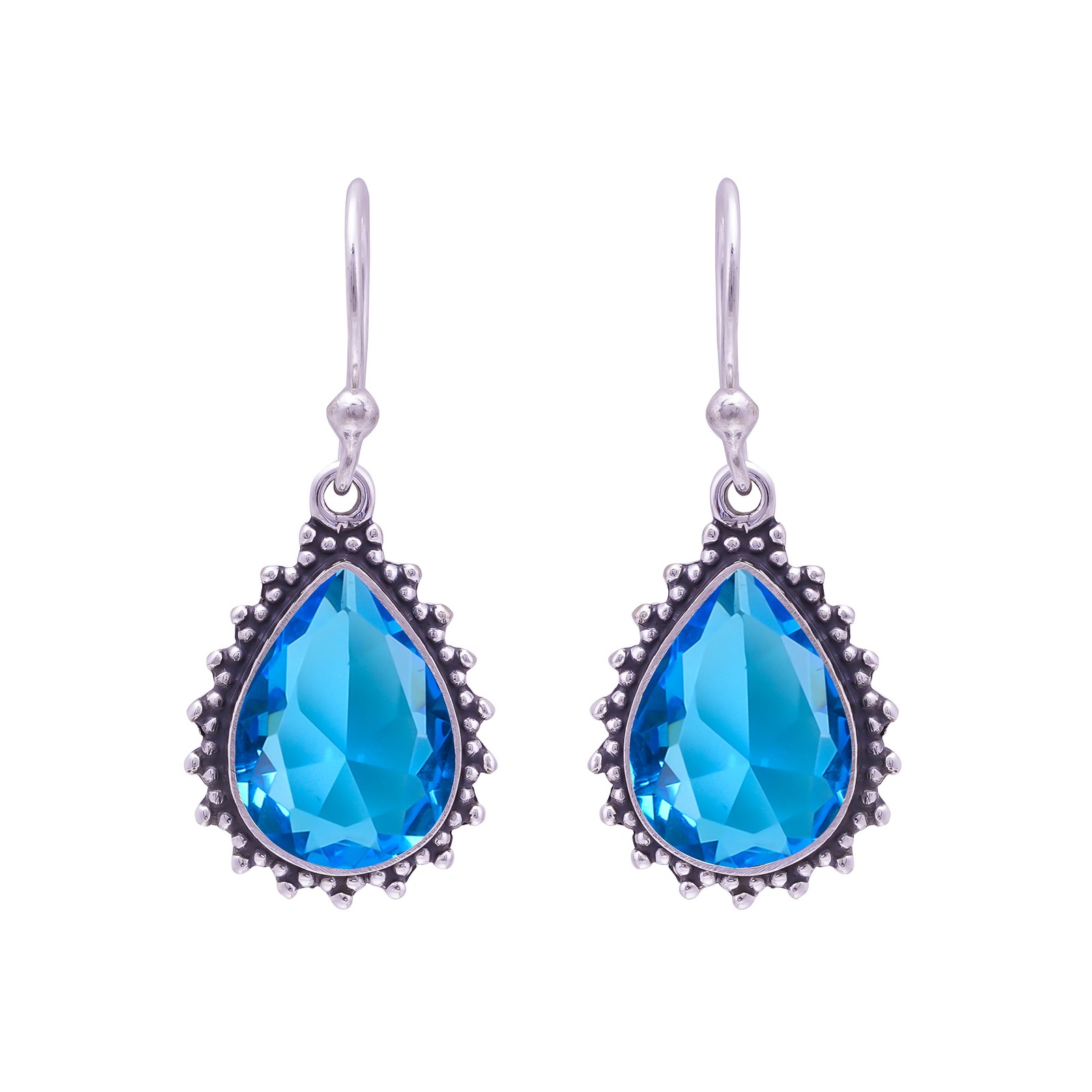 Blue Topaz 925 Sterling Silver Earring, Christmas Gift, Gift For Her E147419