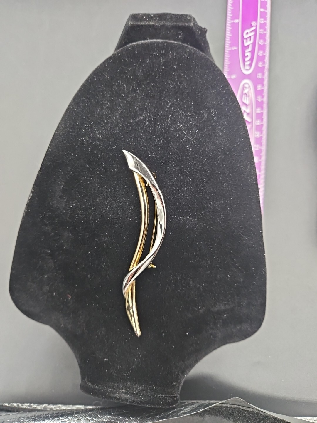 Vintage Abstract Brooch Pin Gold & Silver Tone Retro 3.75inches