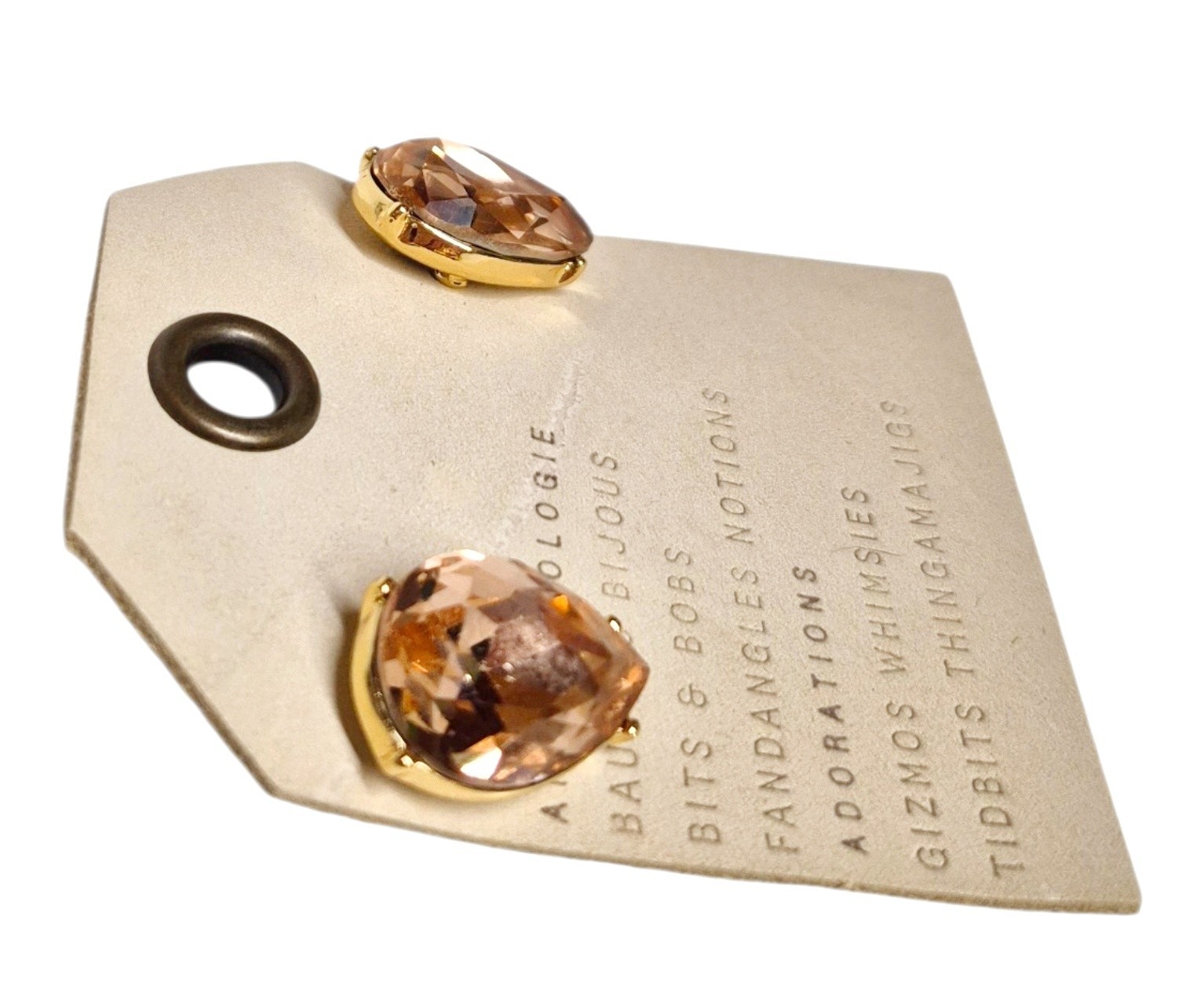 Anthropologie Colorful Stone Drop Earring Light Beige Brown Cubic Zirconia New