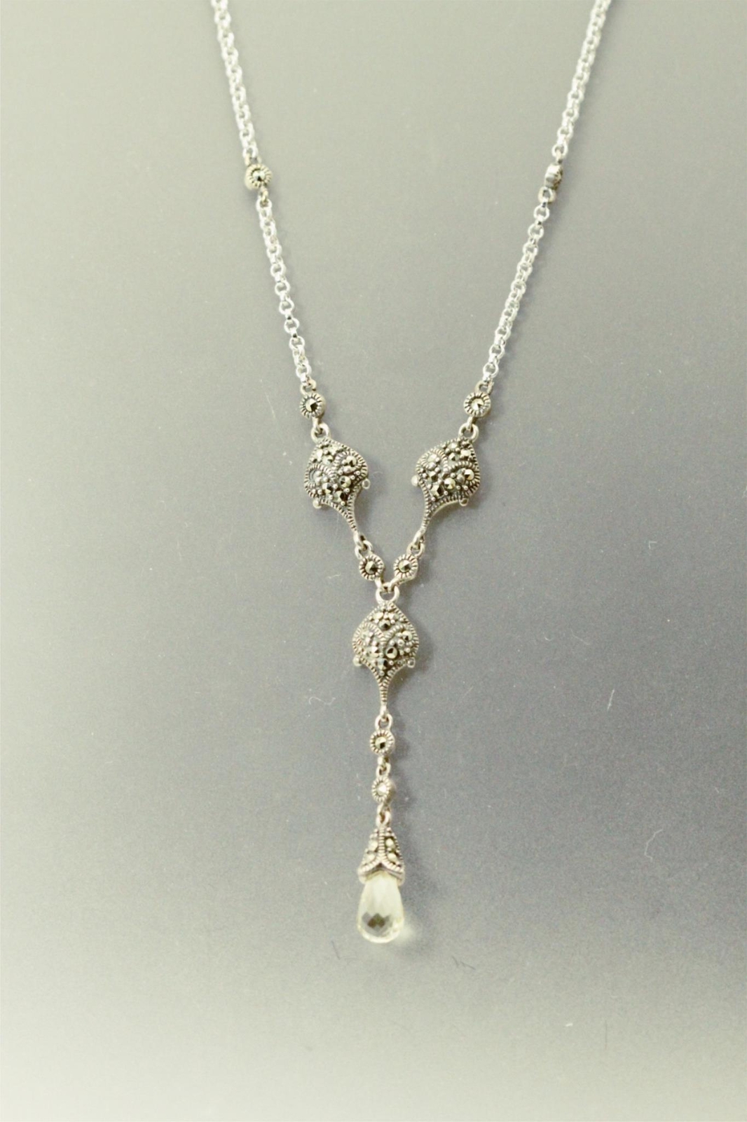 925 Sterling Silver Marcasite & Yellow CZ 17 1/2″ Necklace 10.2 Grams (NEC5643)