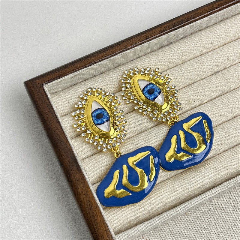 Women’s Abstract Eye Statement Drop Earrings Gold Tone Zinc Alloy Fashion Stud