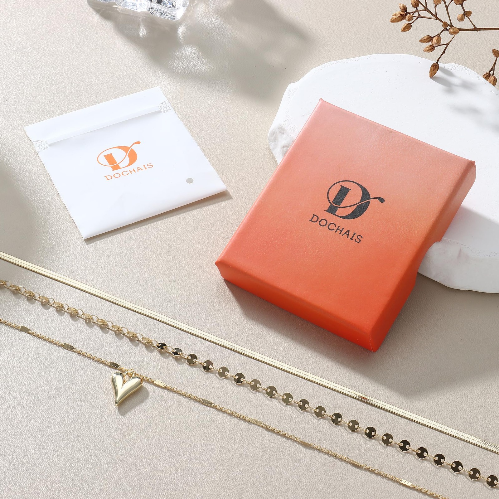 Dochais Layered Gold Chain Necklaces for Women Dainty Choker Charm Necklace S…