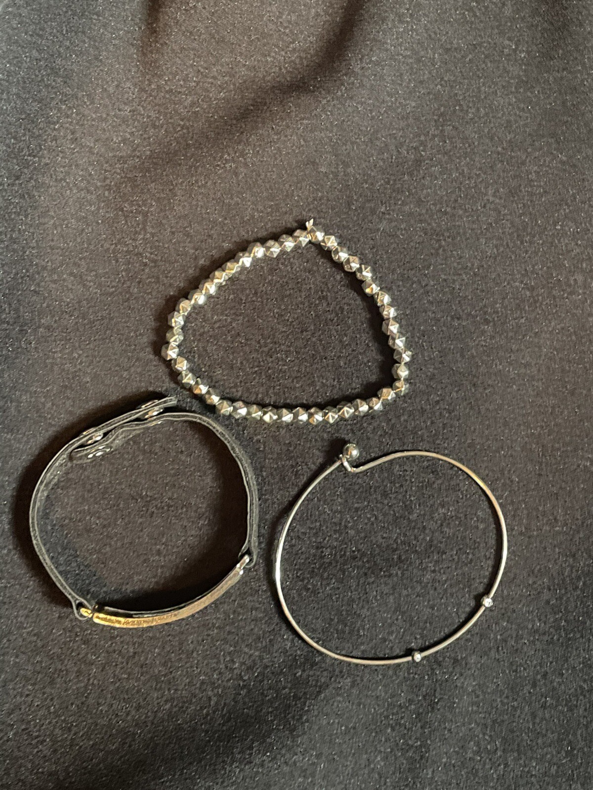💠Set 3 Fashion Bracelets BLESSED (adjusts) Pewter & Silver-tone New FREE SHIP