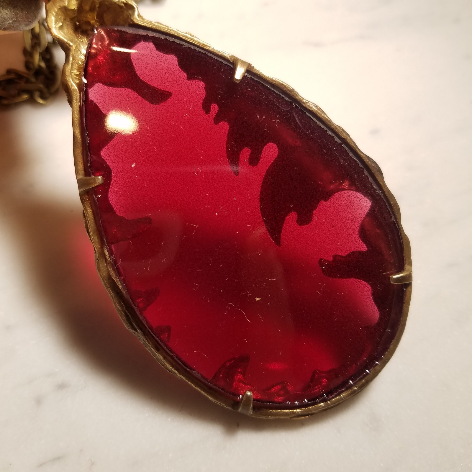 Love Witch Necklace: Red Teardrop Pendant, 1960s Style Jewelry