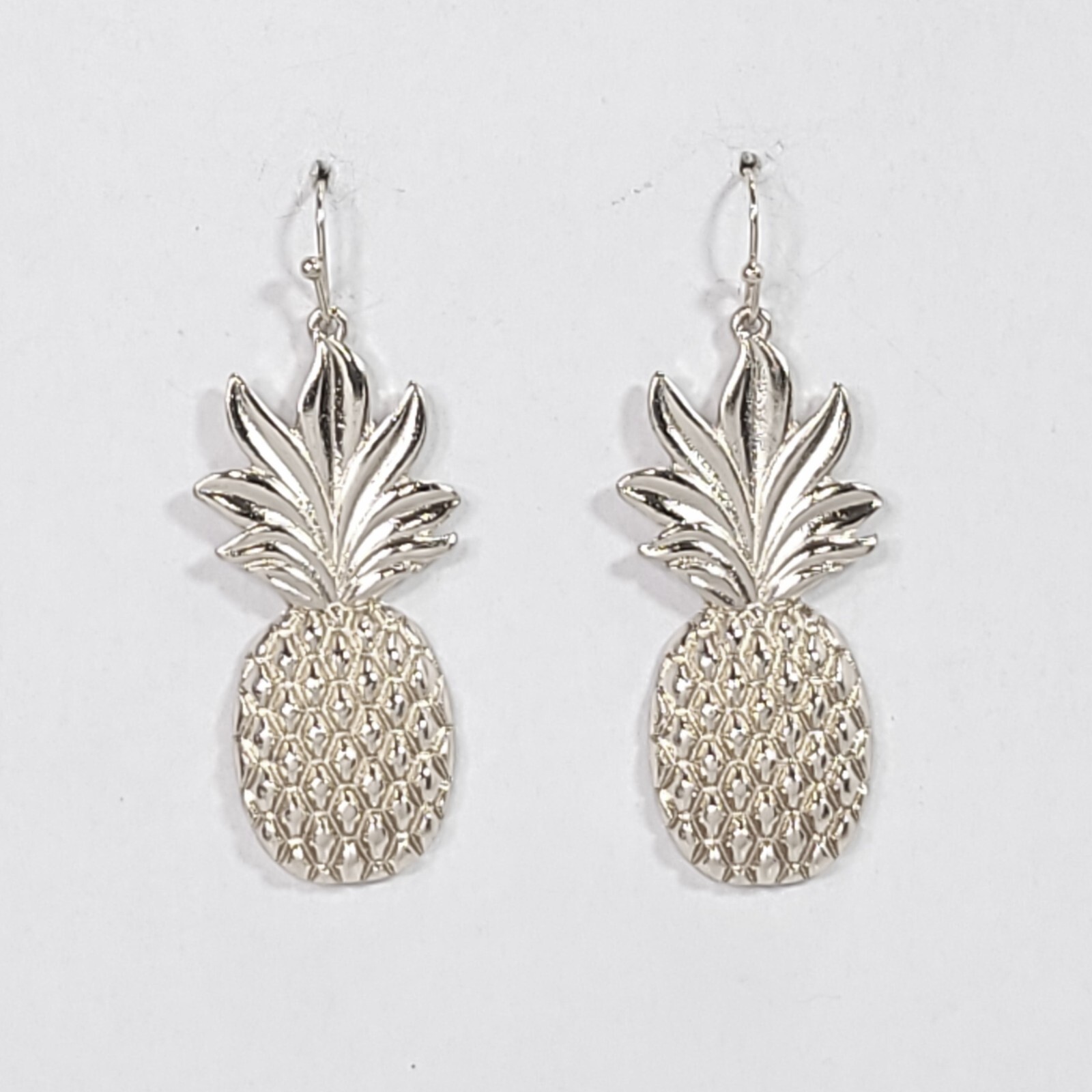 E0998 Silver Colored Metal Fruit Pineapple Design Drop Dangle Hook Earrings