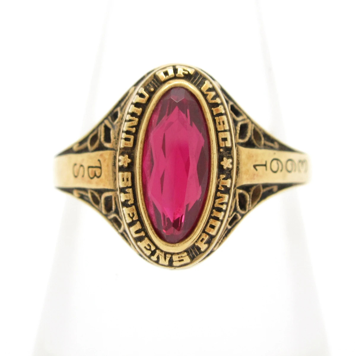 Jostens 18KYG Red Color Stone Ring #6 1/4