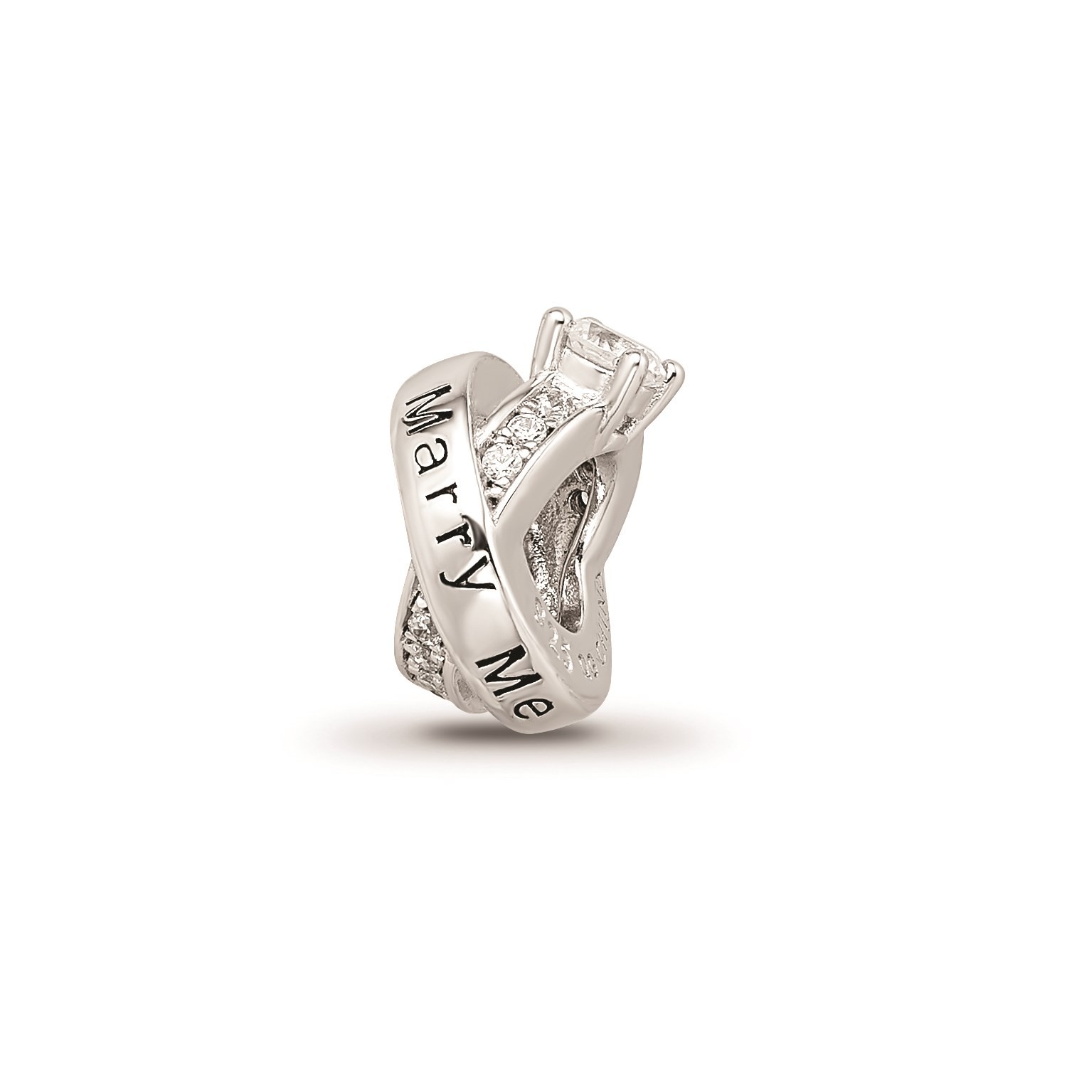 Reflection Beads Sterling Silver CZ Engagement Ring Marry Me Proposal Bead