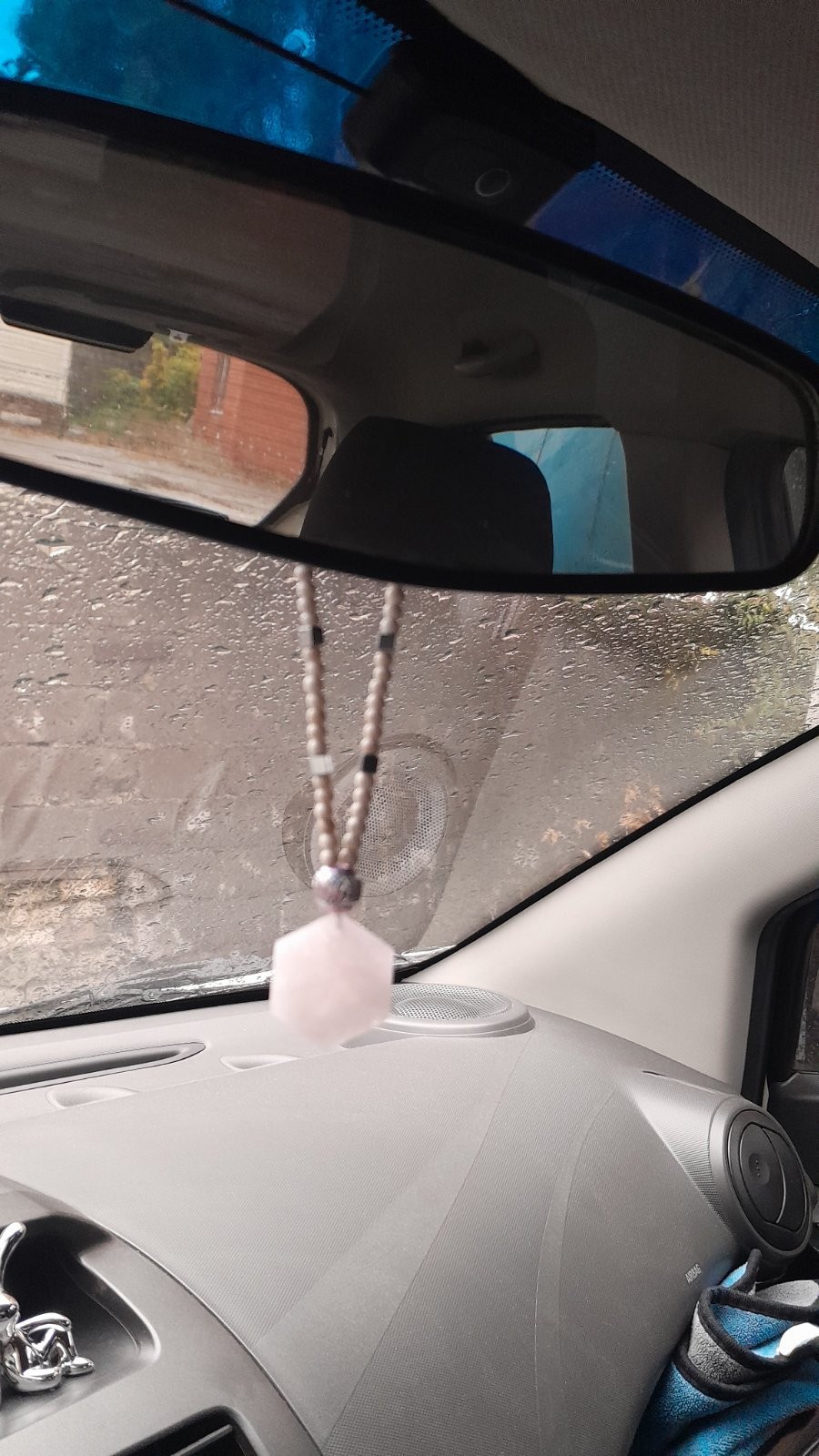 Rose quartz natural stone Pendant Amulet for car rearview mirror gift for woman