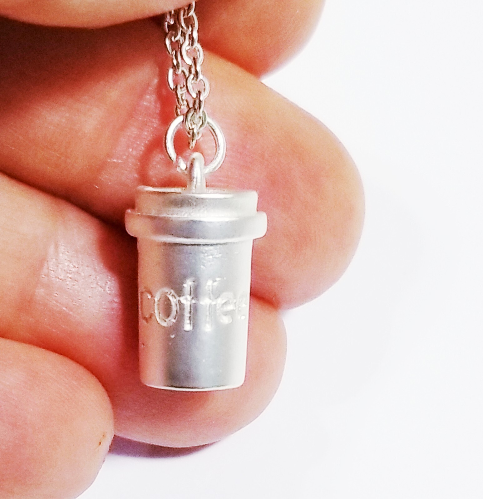 Coffee Cup Pendant, Coffee Charm Necklace, Coffee Lover Jewelry