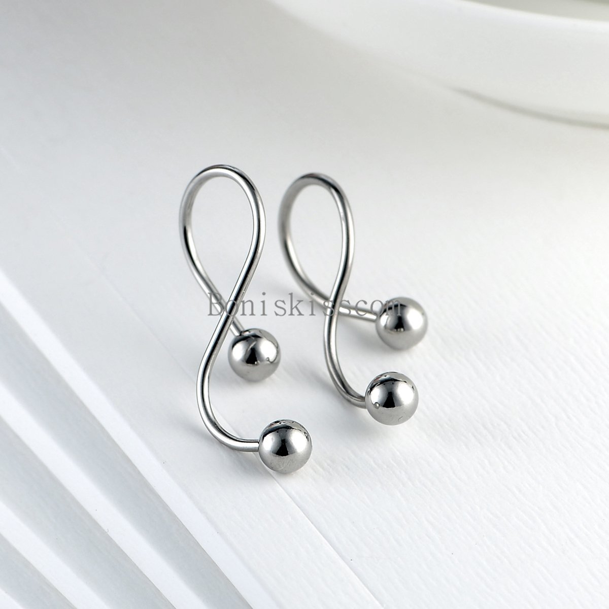 2Pcs Silver Stainless Steel Infinity Symbol Earrings for Ladies Women Girls Gift