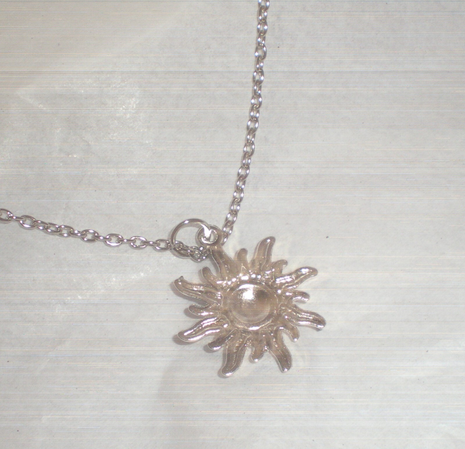 NEW Silvertone Celestial Sun Pendant Necklace 18 Inch Chain w/ 2 Inch Extension