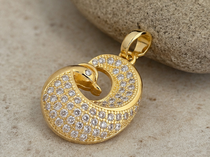 2.50 Ct Round Simulated Diamond Circle Pendant Necklace 14K Yellow Gold Plated