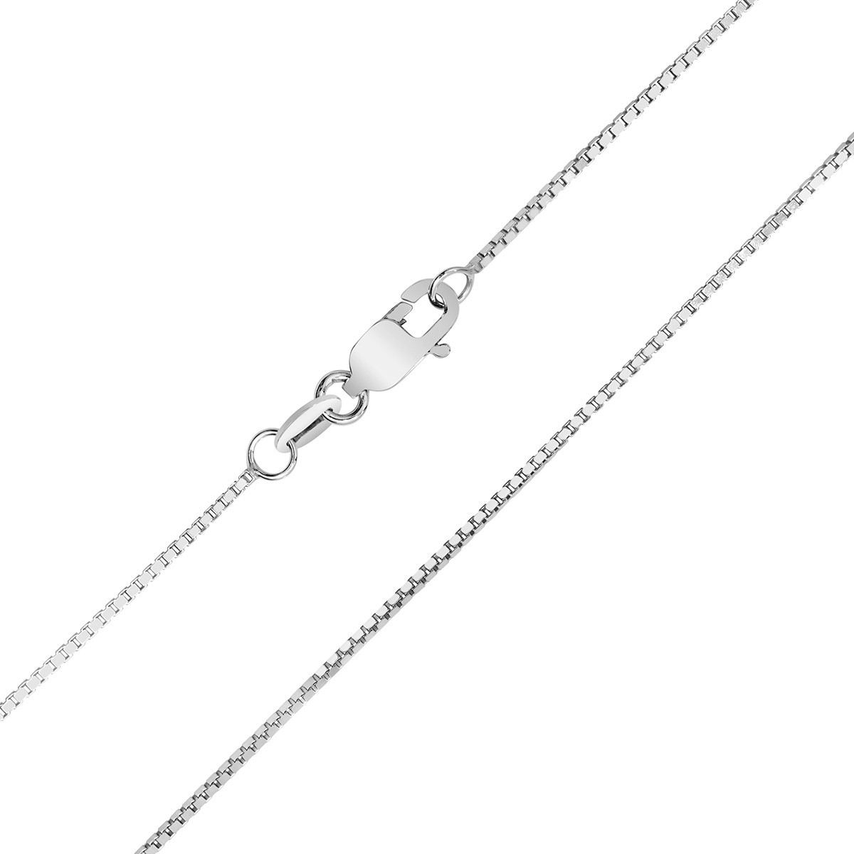 10K White Gold 0.8mm Box Chain with Lobster Clasp – 18 Inch