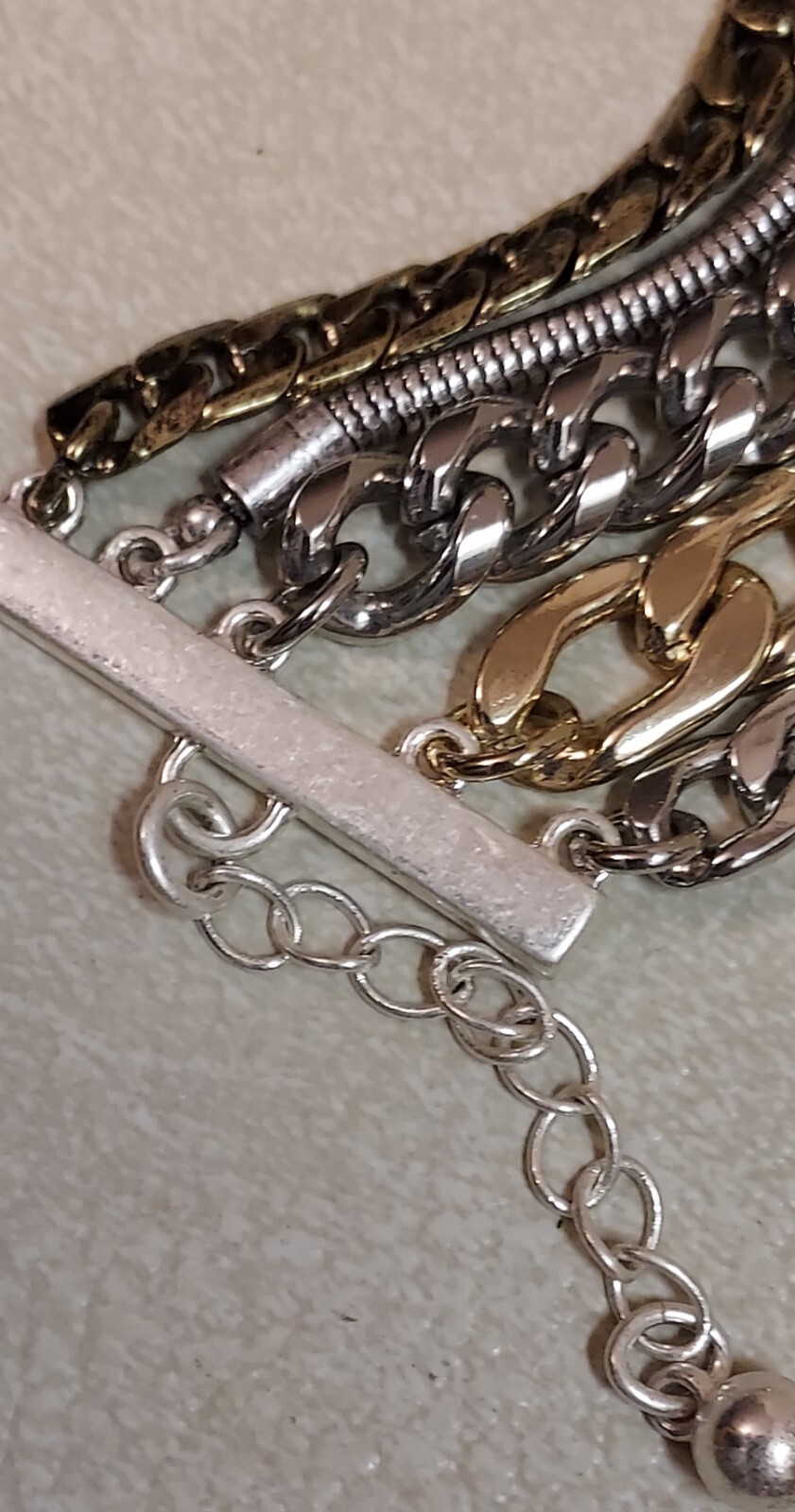Signed Jenny Bird Multi Chain Bracelet Curb Link Snake Chain With Pouch