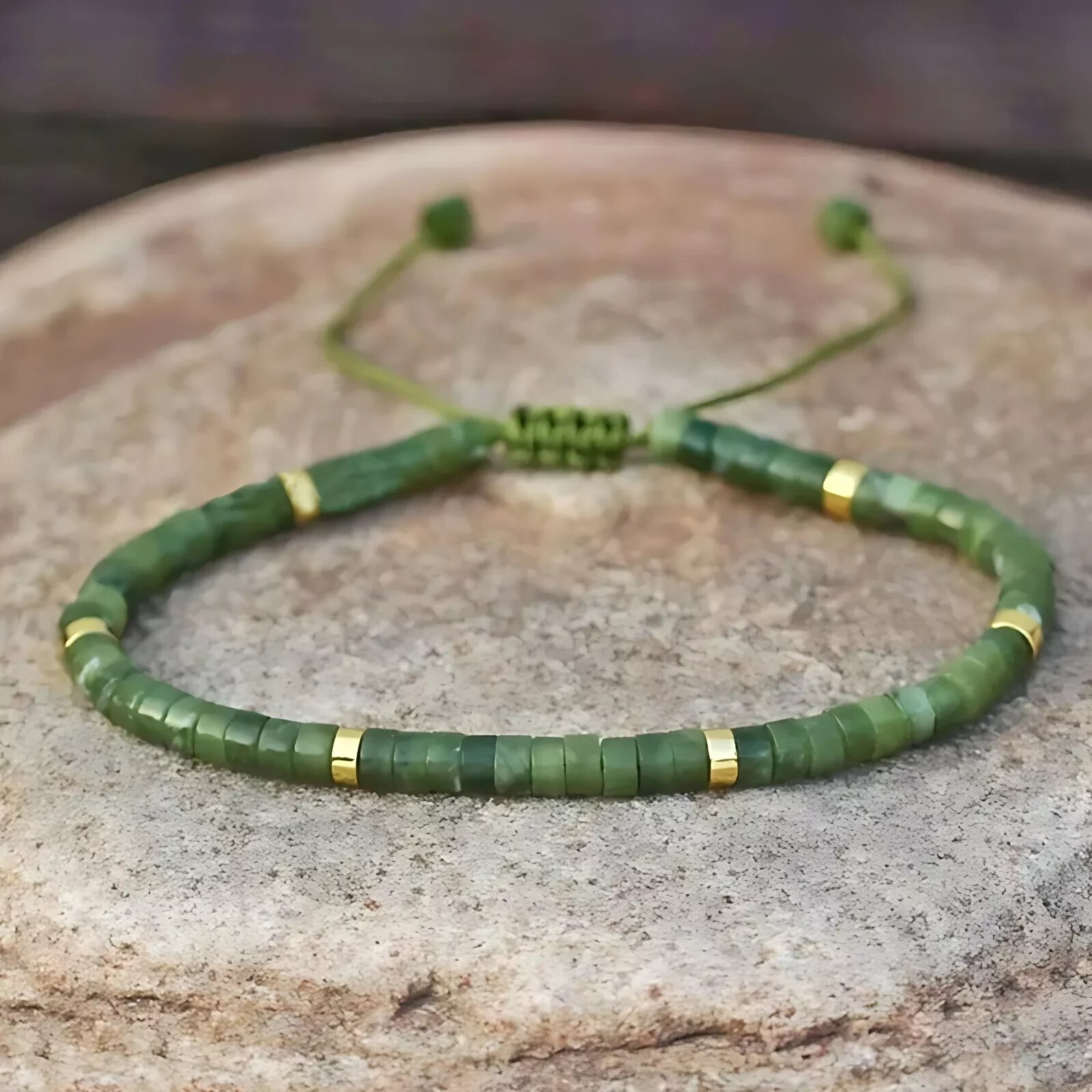 Genuine Green Nephrite 4mm Delicate Beads Healing Lucky Woman Man Bracelet Gift