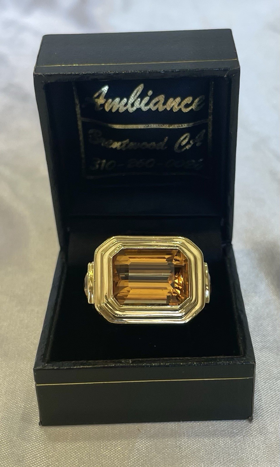 MAGNIFICENT FRENCH 18k GOLD CITRINE RING SIZE 7.5, 36 GRAMS MUST SEE