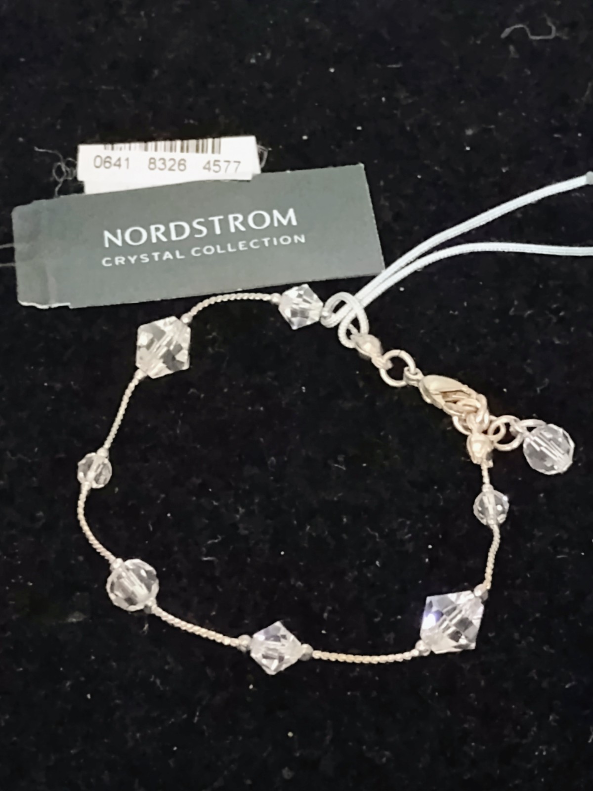 Beaded SWAROVSKI Elements Crystal Silver Tone Strand Bracelet 8″