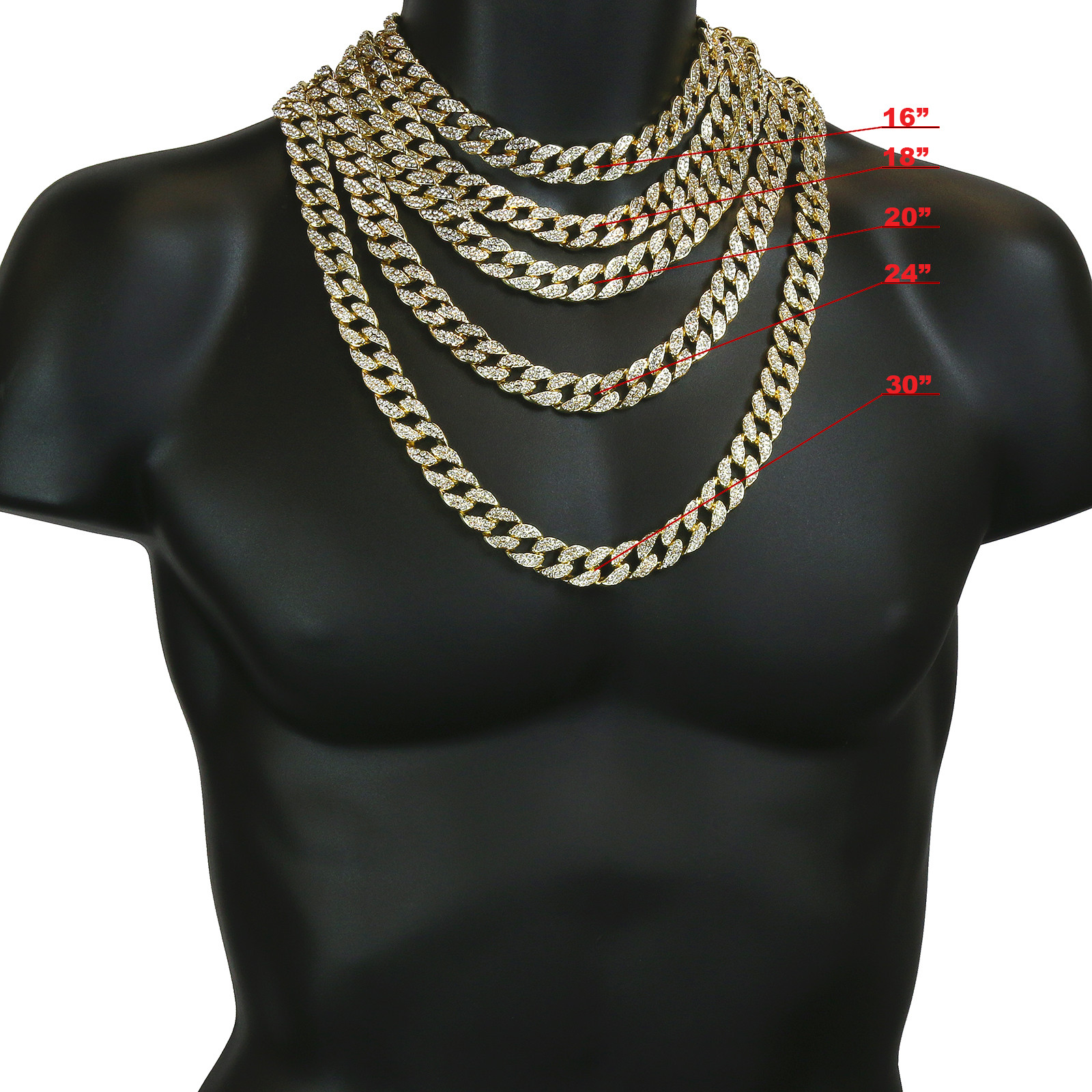 Miami Cuban Link 14k Gold Plated 14″-30″ Cubic-Zirconia Choker Hip Hop Chain