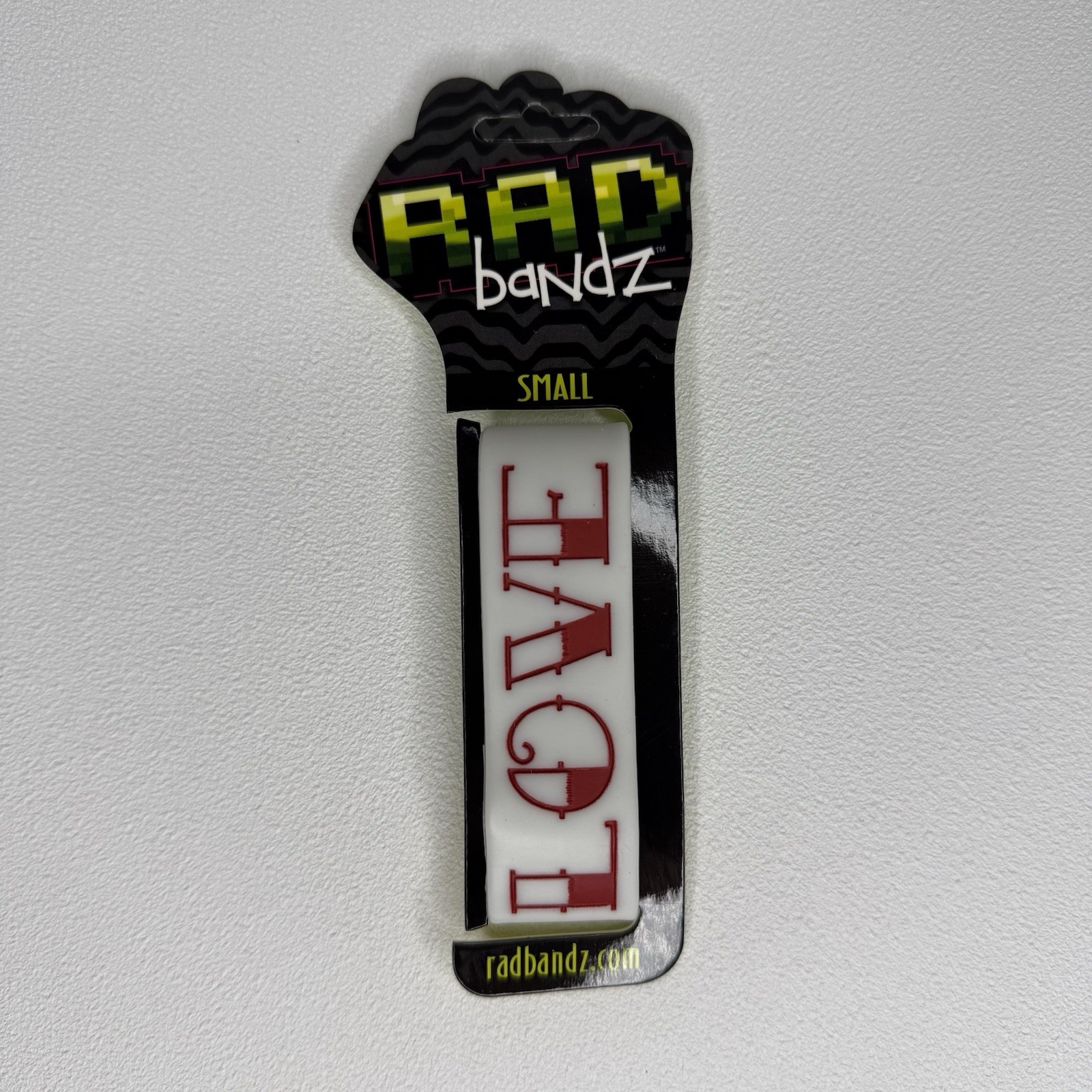 Radbandz LOVE Hot Topic Silicone Wristband Bracelet White Red Size Small