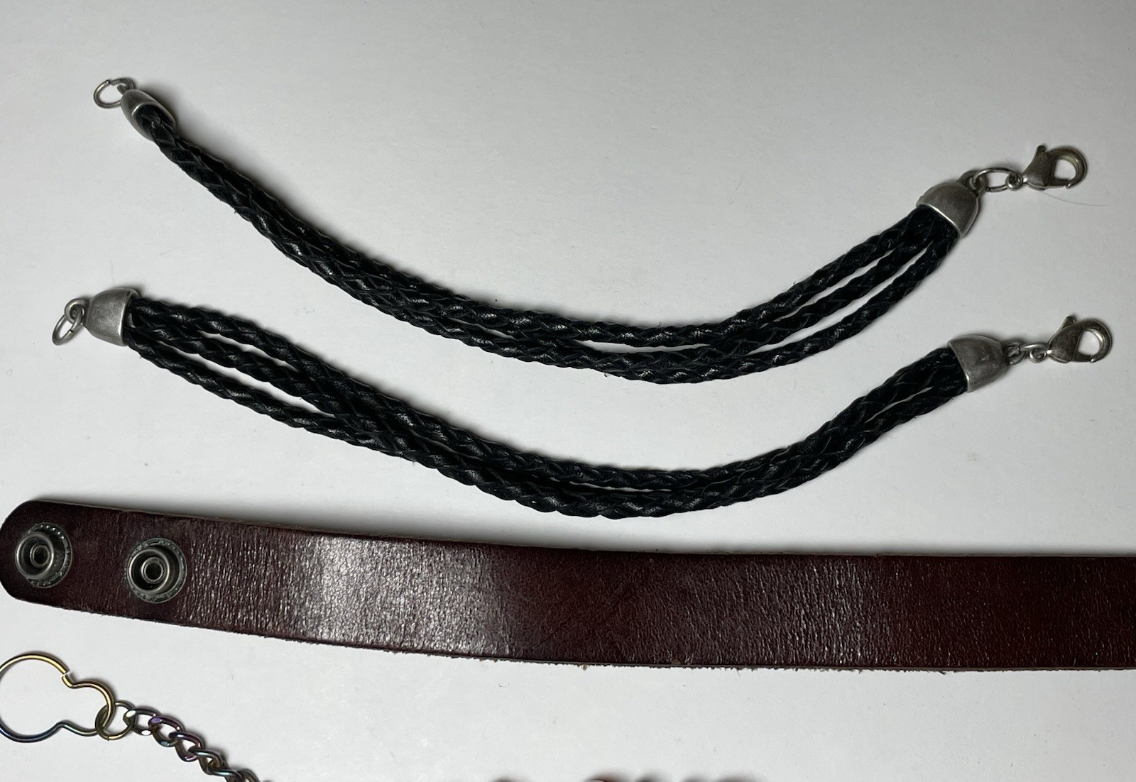 Mixed Bracelet Lot Jewelry – Leather, Ceramic Beads, Braided Rope Set of 6