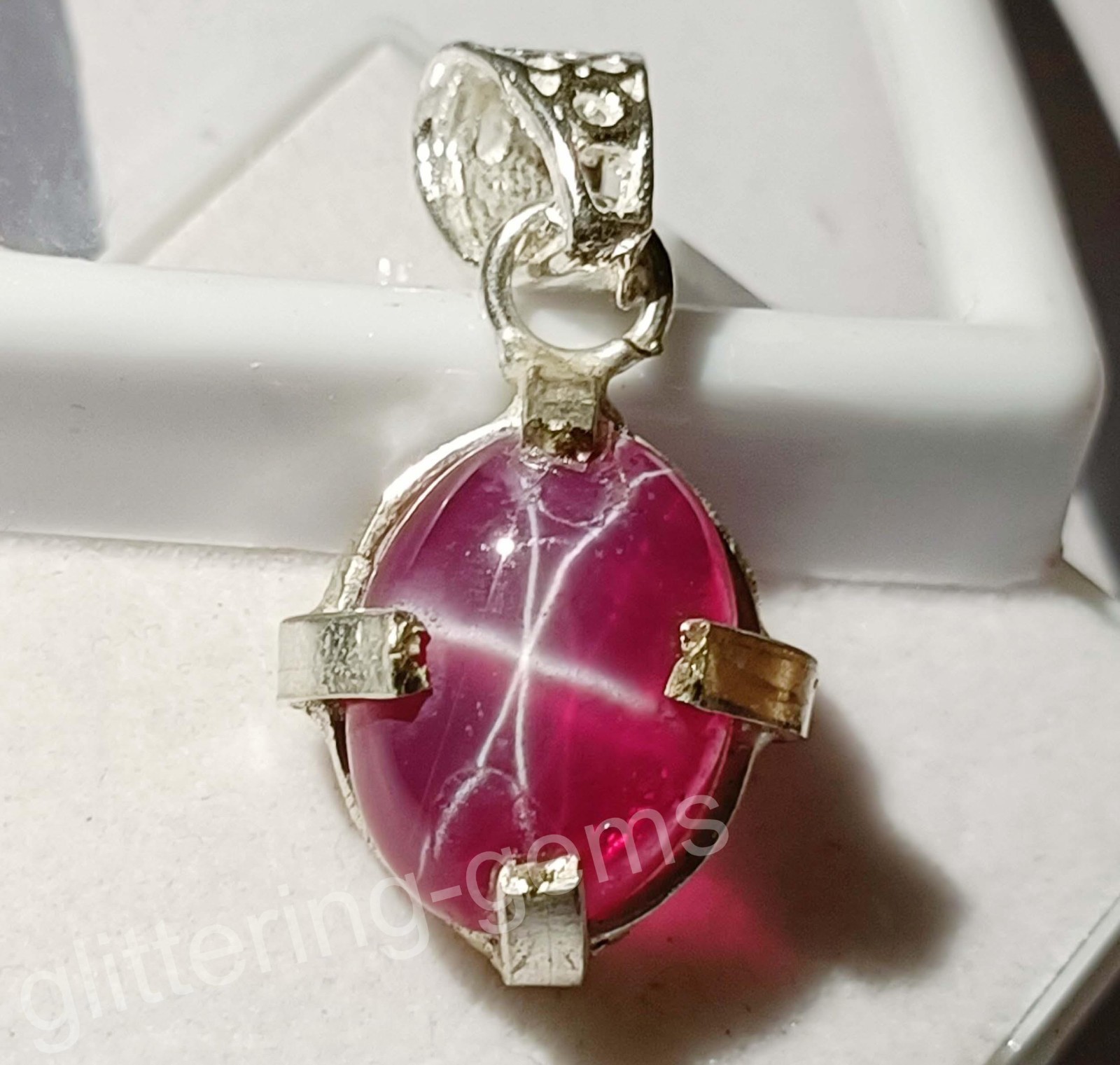 Natural 27.65 Ct Star Ruby Pendant Oval Shape 925 Solid Pendant Loose Gem 5DOS