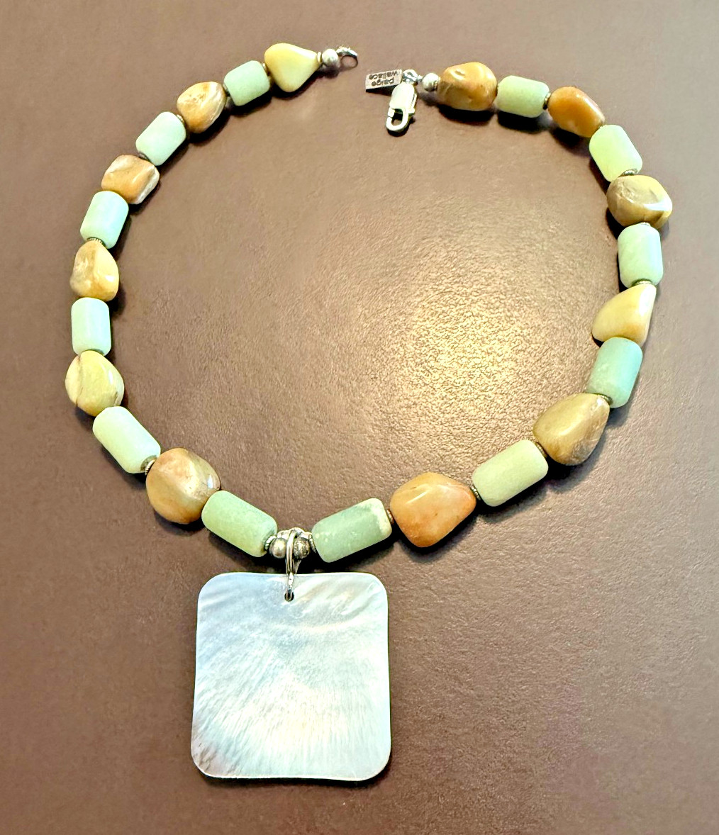 Paige Wallace for Marushka SS 925 Polished Stones Beaded Necklace – Signed