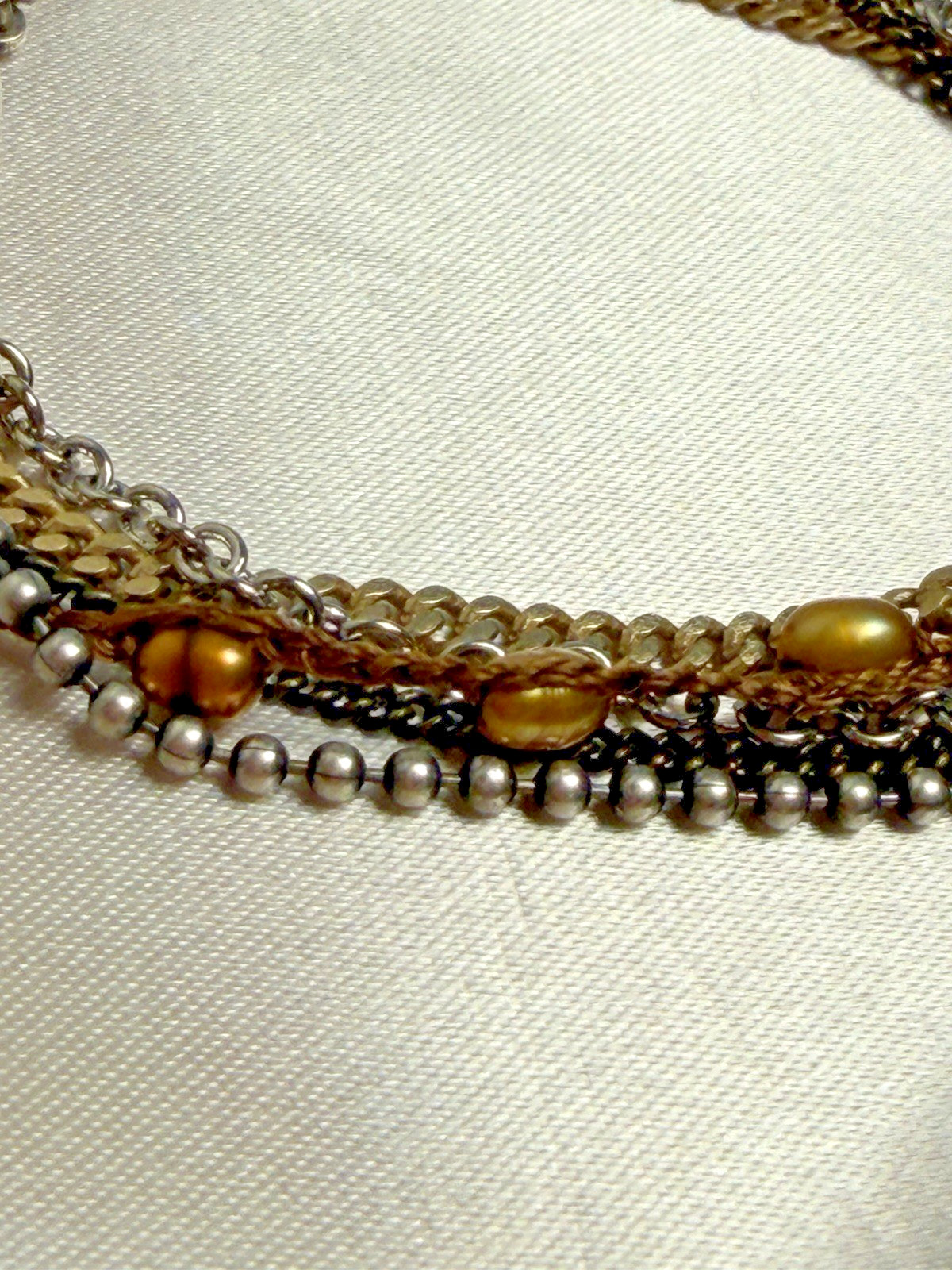Vintage Premier Designs Mixed Metal Multi-Strand Bracelet – 7”–8.5” Adjustable