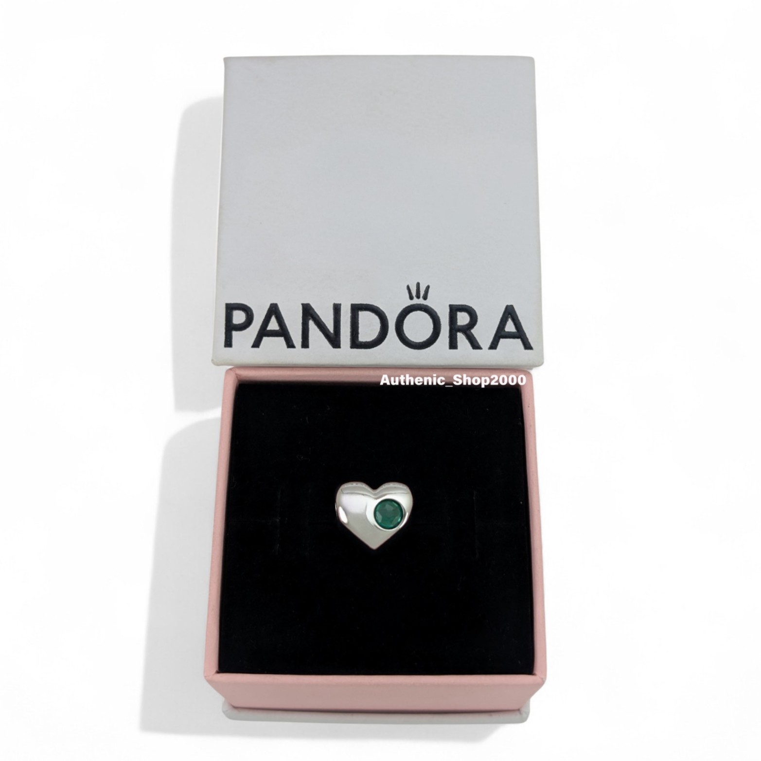 NEW 100% Authentic PANDORA 925 Ale Engravable Green Stone Heart Charm 794161C05