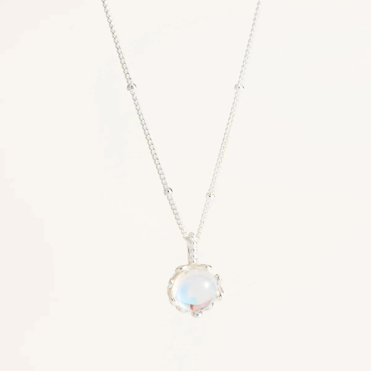 Elegant Moonstone Necklace Dainty Round Pendant Daily Life Guardian Jewelry