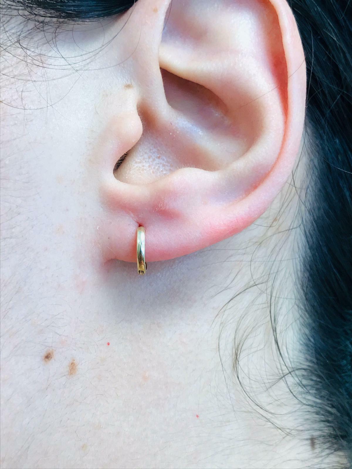 14K Real Gold Dainty Huggies Earrings Women/Men 8.5×9.1mm, Huggies Hoop Earrings
