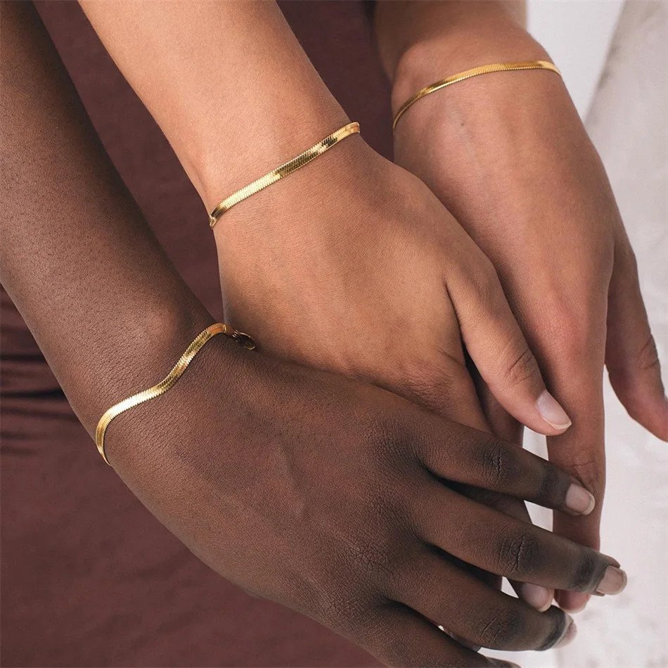 Stainless Steel Bracelet Snake Chain Gold Color 2mm 3mm 4mm 5mm Jewelry