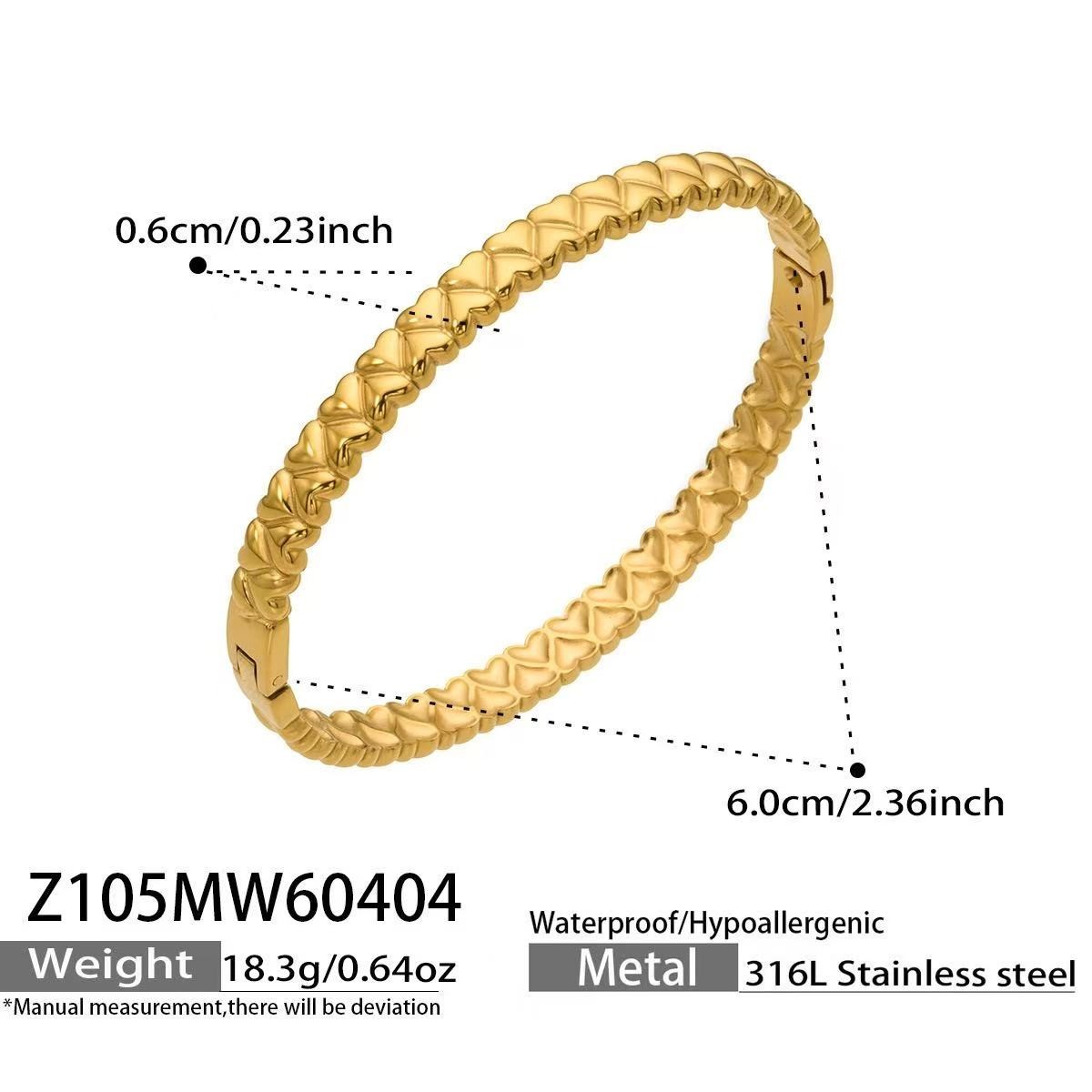 Women 18k Gold Plated Heart Oval Bean Bracelet Bangle Anti-tarnish Cuff