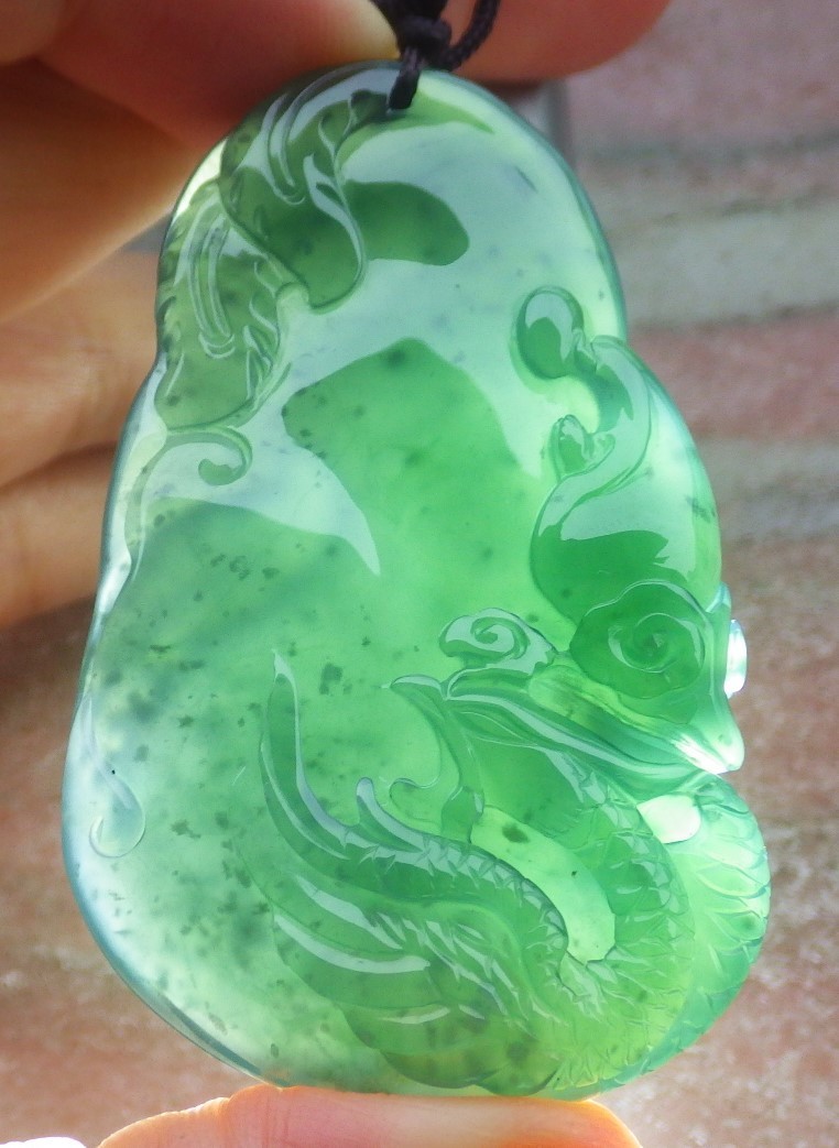 Video Certified Green Natural A Jade jadeite Pendant Phoenix 凤凰 132961