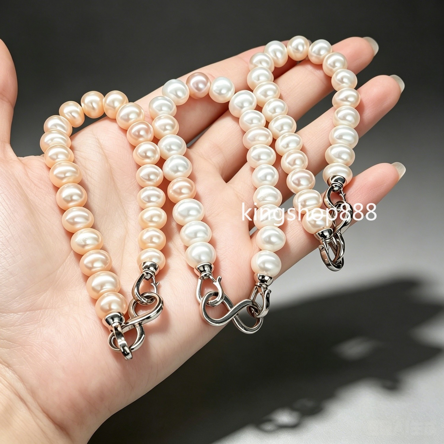 5mm Natural Keshi Freshwater Pearl Beaded Bracelet Round 16-17cm Wrist Women