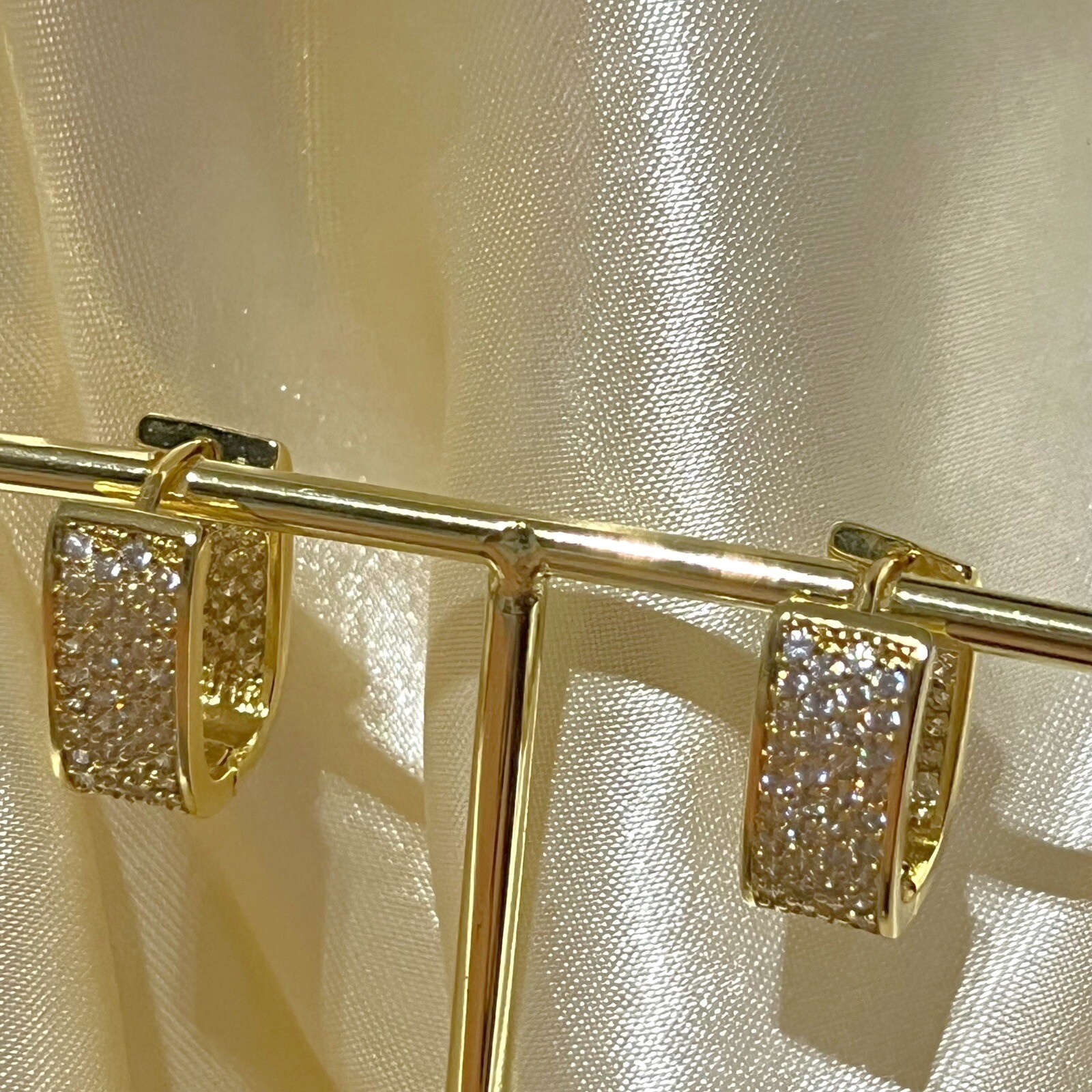 18K Gold Plated Sparkling Hoop Earrings Daily Wear