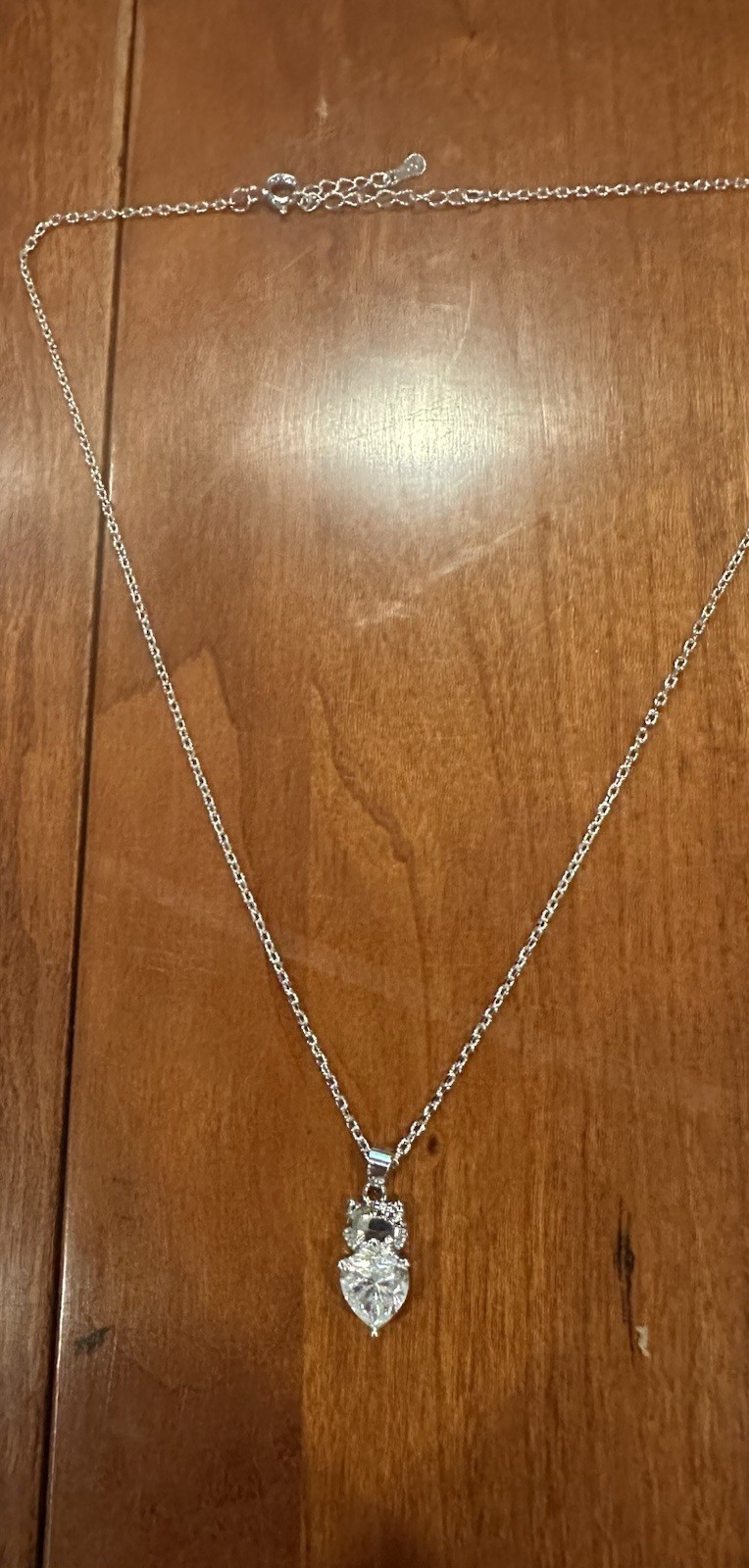 Silver Chain Round Moissanite Heart Pendant Adjustable With GRA Certification