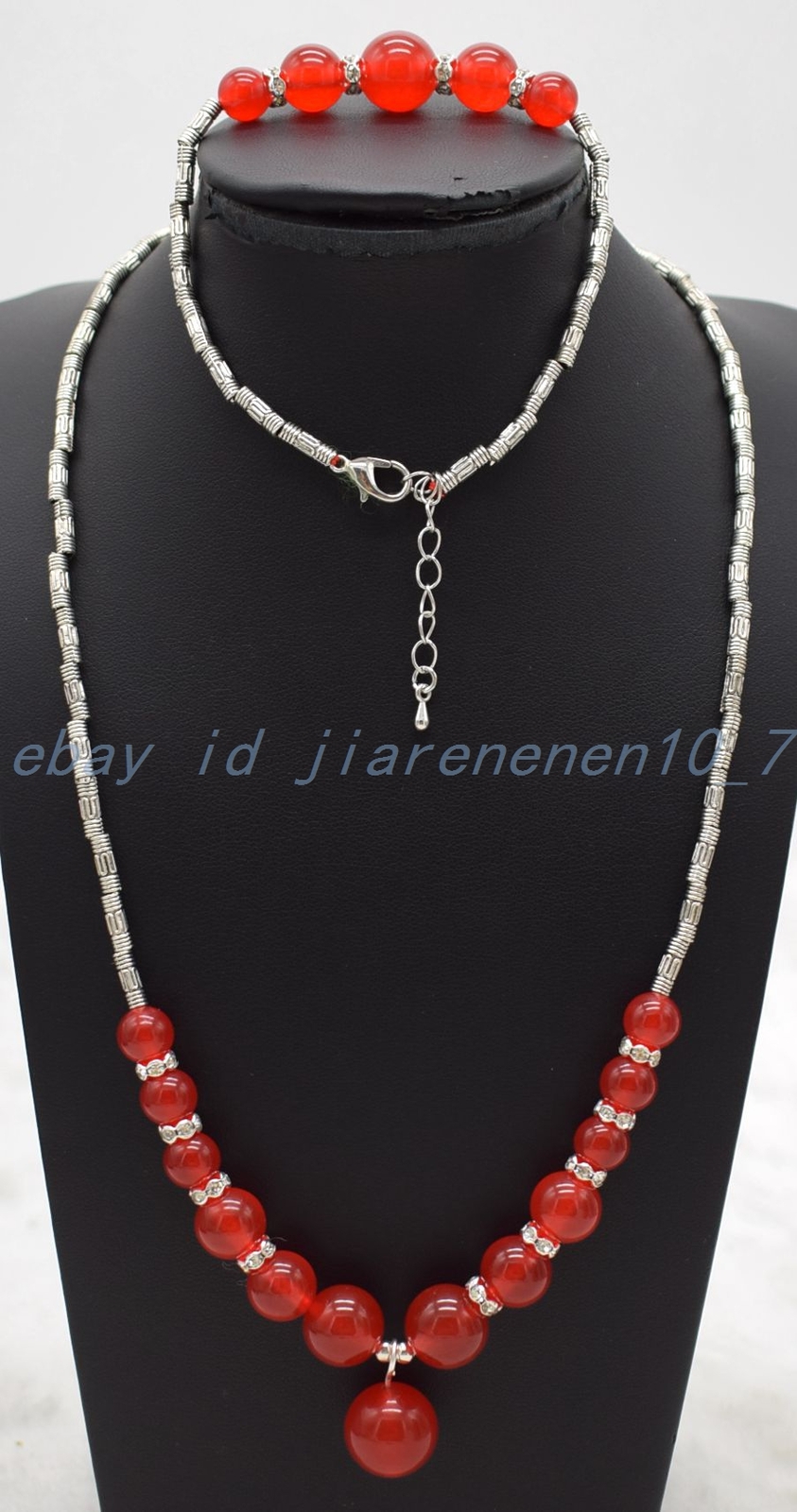 Elegant 6-12mm Red Jade Gemstone Round Beads Bracelet Necklace 18-32/7.5 In