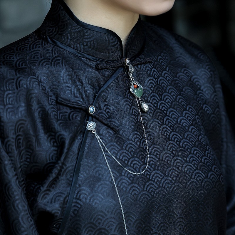 Palace style pendant copper silver plated Hotan Jade brooch accessories