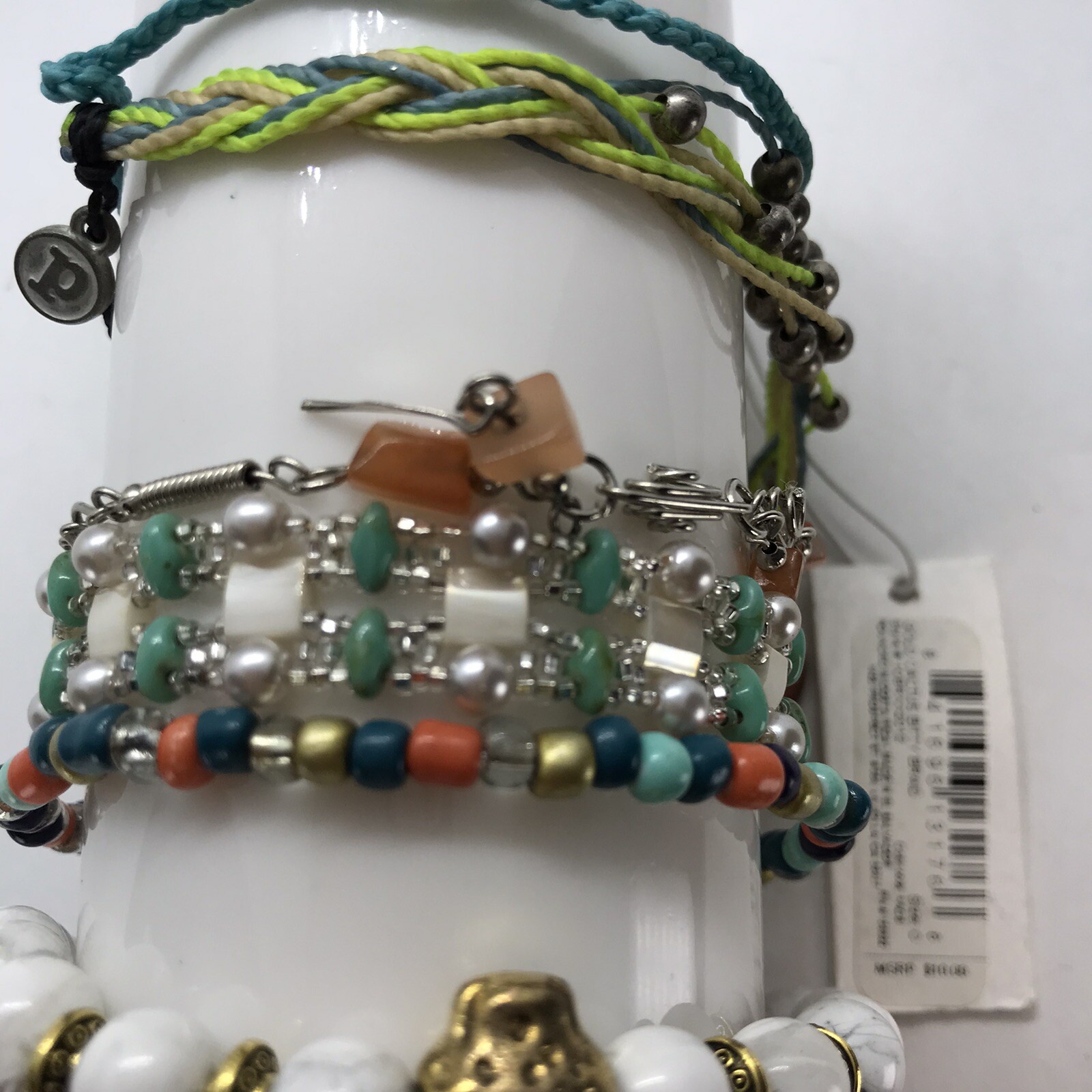 Bracelet Lot Bangles Bead Stretch mixed materials colorful Vtg to mod pure vida