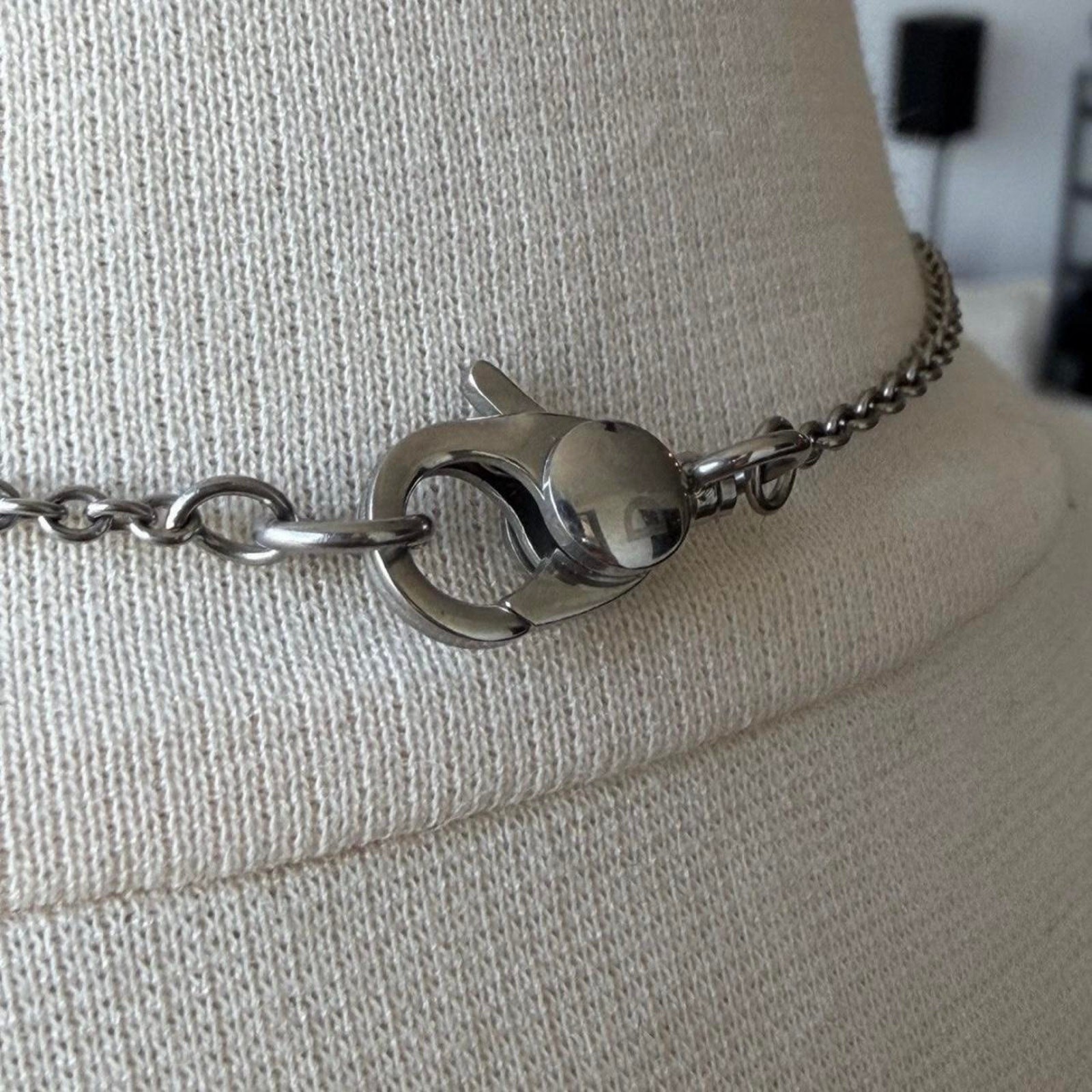 D&G Dolce & Gabbana Silver Logo Medallion Pendant Necklace