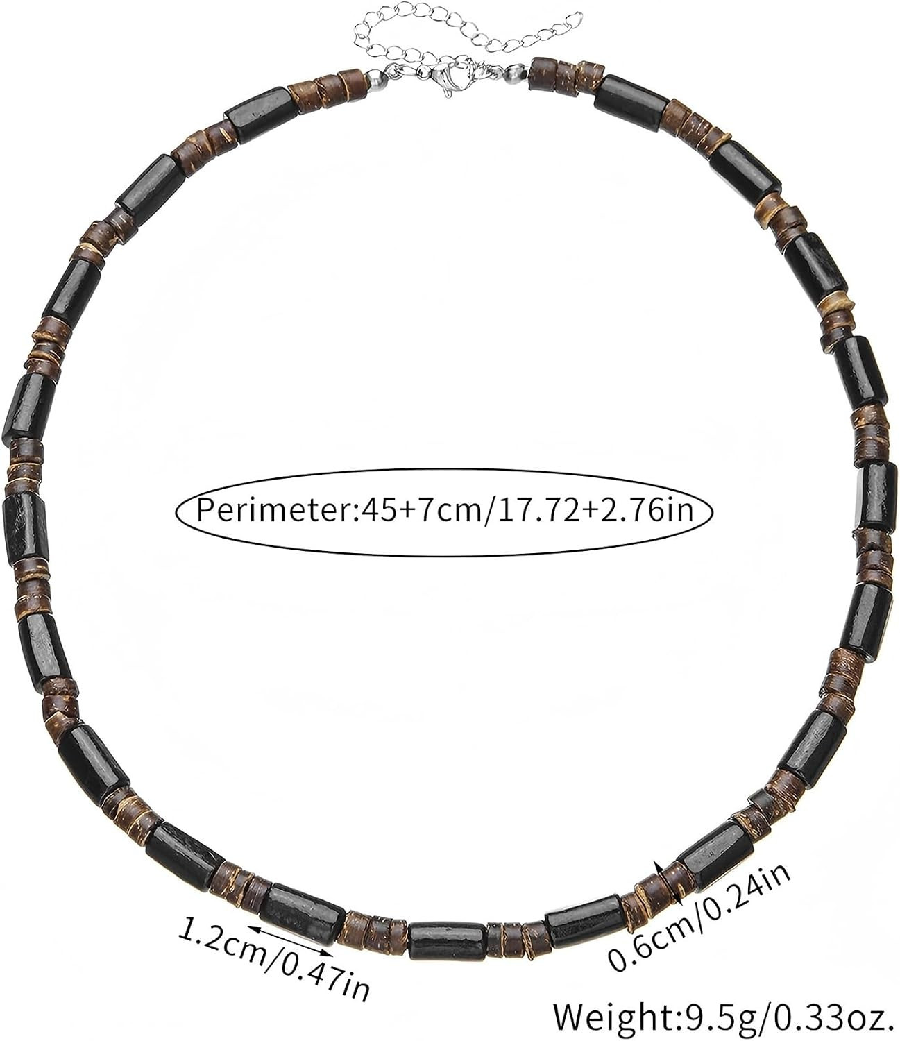 Surfer Necklace for Men Beaded Choker Necklace Puka Shell Necklaces Brown Coconu