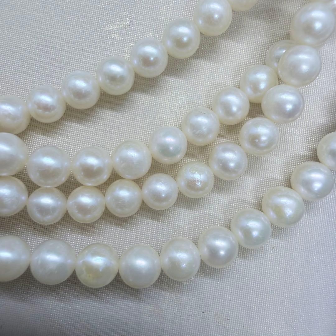 Genuine Pearl Necklace 120cm Long Silver Pearls 5.1-5.5mm From Japan
