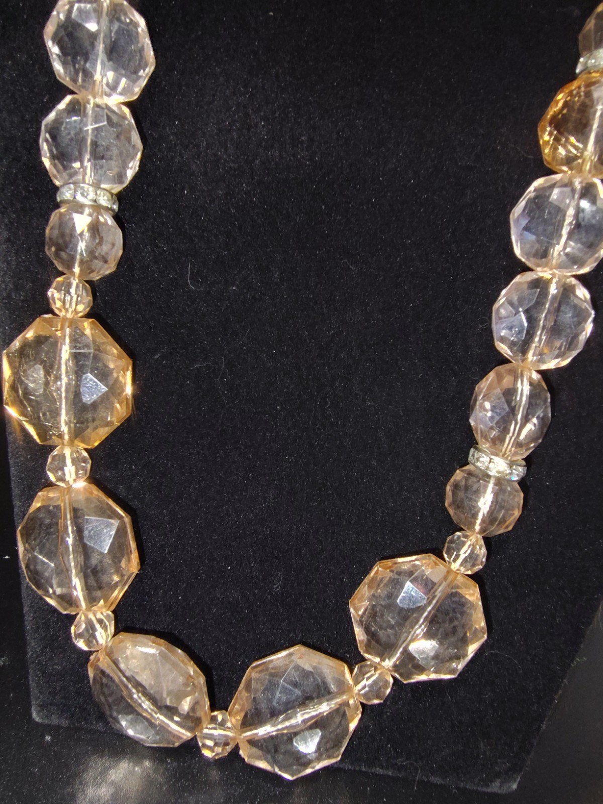 Beautiful Elegant Crystal Necklace 24″ With Crystal Embellishments Signs NY