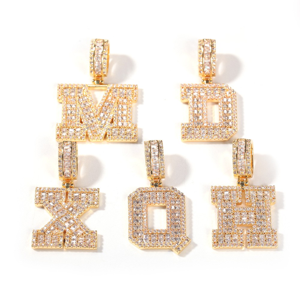 Custom A-Z Name Letters Pendant Necklace 5A Zircons 18K Gold Plated Jewelry Gift