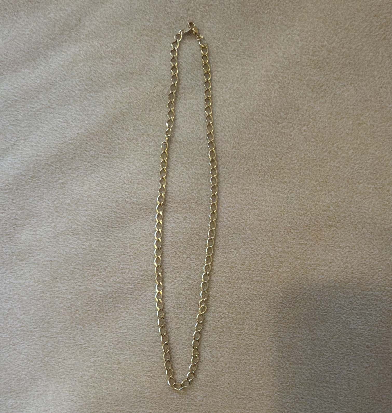 Gold Tone Oval Link Chain Necklace, Metal, Lobster Clasp, No Stone
