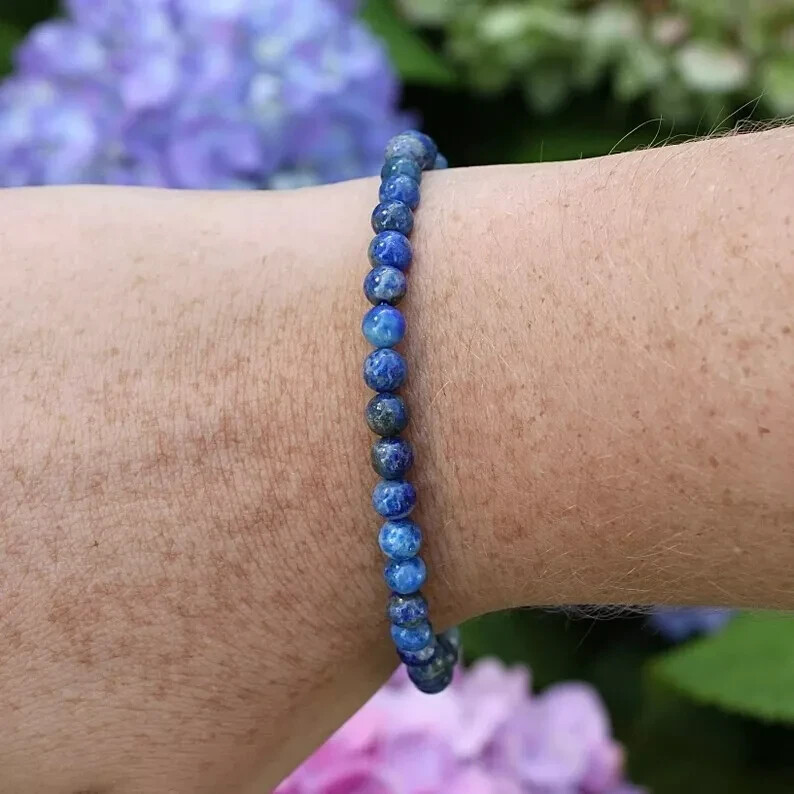 Natural Sodalite Blue Gemstone 4mm Beads Healing Women Men Stretch Bracelet Gift