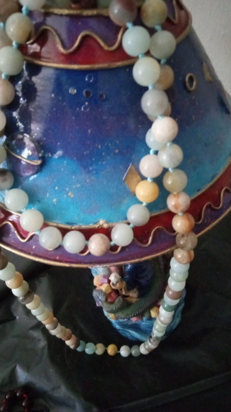 AMAZONITE POLISHED GEMSTONE NECKLACE -multi color stones pastel – 31 inch length