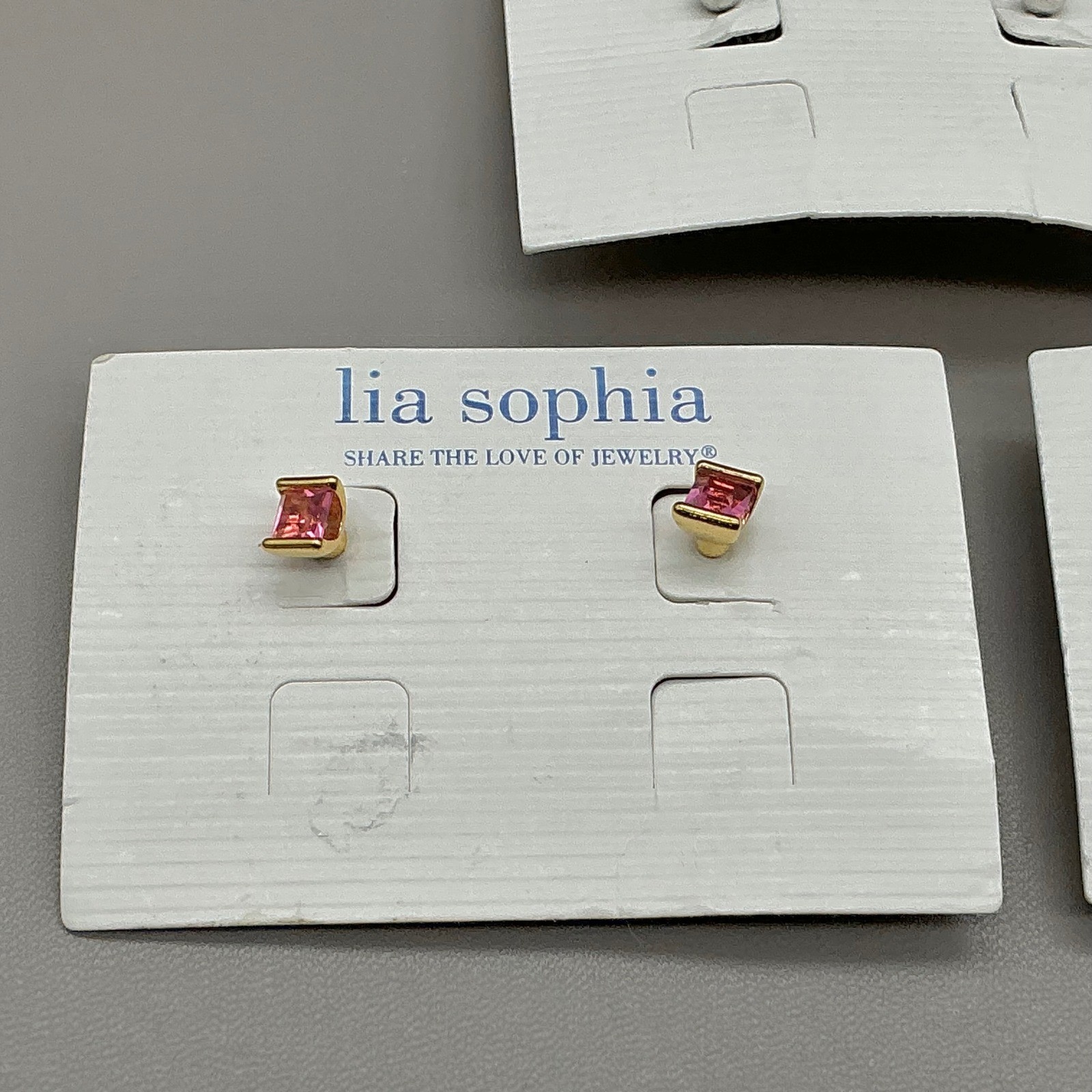 Lia Sophia Earrings Womens Gold Silver Tone Pink Green Stud Set 0.25 Inch