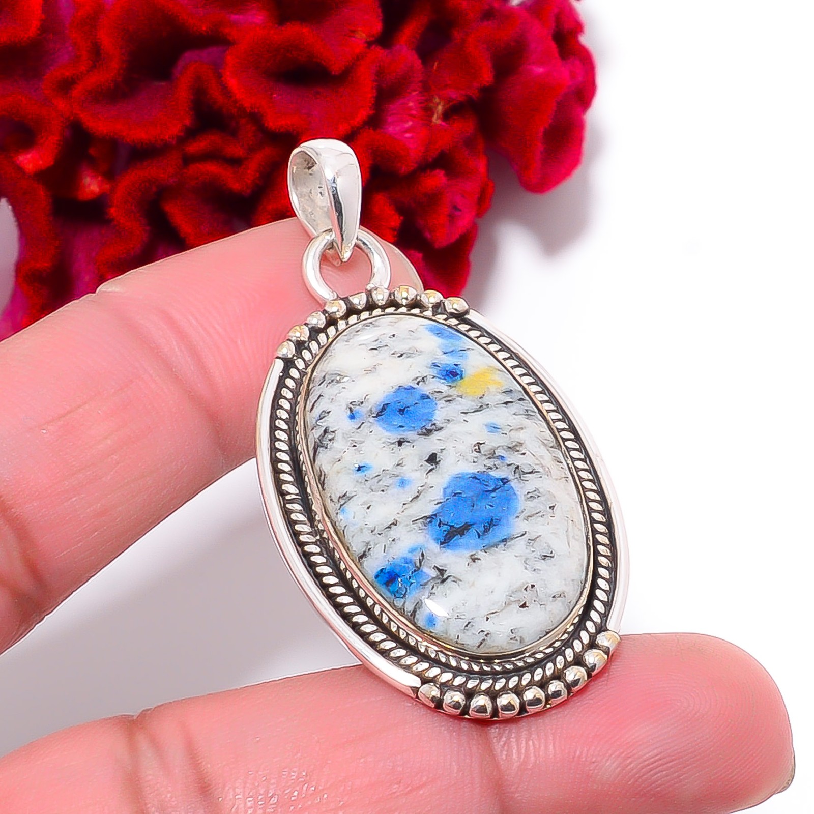 K2 Blue Azurite – Pakistan Handmade 925 Sterling Silver Pendant 2.03″ P96651