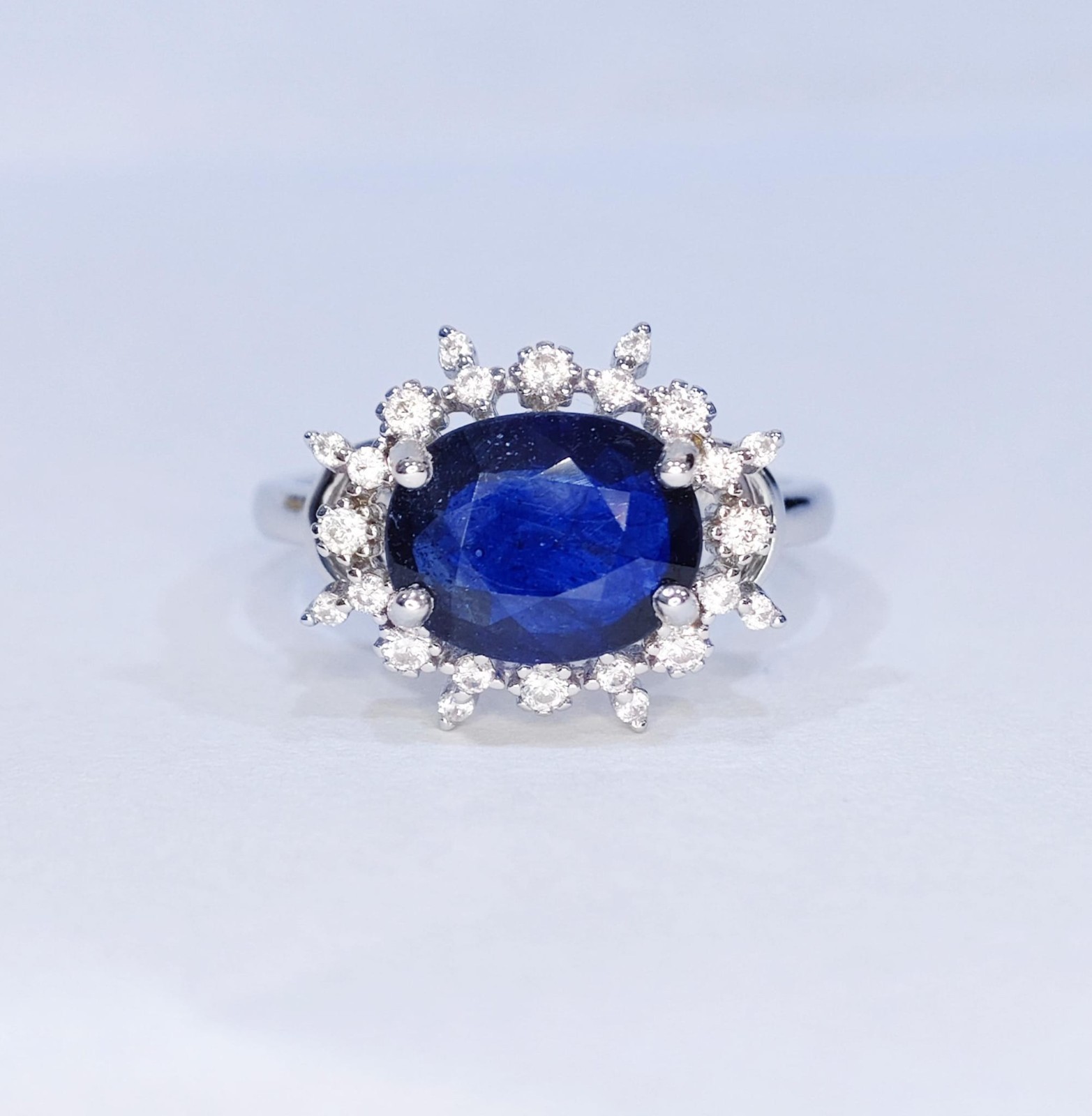 Sapphire Oval 10x8MM Ring size 7 925 Sterling Silver Ring Gift Her.